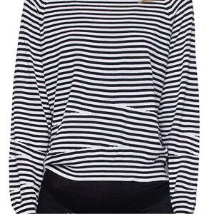 Zadig & Voltaire Black and White Striped Long Sleeve Top